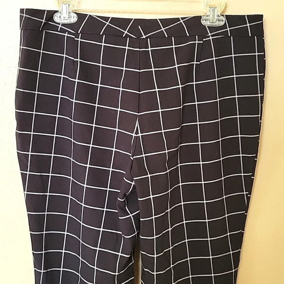 Vince Camuto Womens Black Grid Print Pants Academia Career Office - Size 10 - Picture 7 of 9